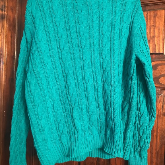 Lands End Teal Cable-knit Sweater - Picture 2 of 3